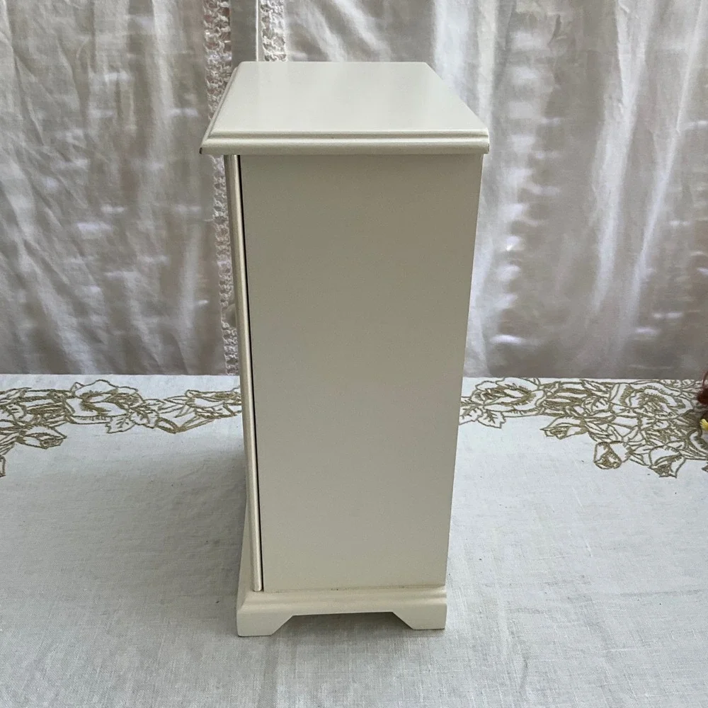 Vintage Avon Floral Wooden Jewelry Armoire Box Cream Pink Roses Cottagecore